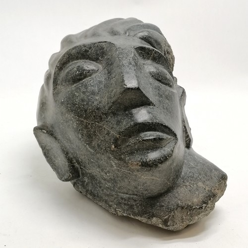 19 - Mary Fogg (1918-2012) hand carved modernist sculpture of a stone head - 29cm high x 22cm wide ~ has ... 