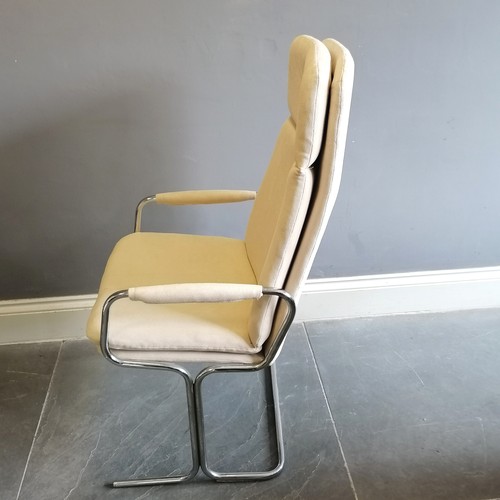 23 - Mid 20thc Pieff chrome and cream fabric armchair 109cm high x 56cm deep x 56cm wide - in good condit... 