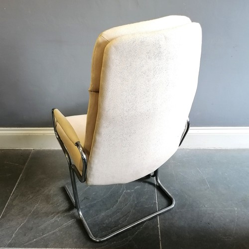 23 - Mid 20thc Pieff chrome and cream fabric armchair 109cm high x 56cm deep x 56cm wide - in good condit... 