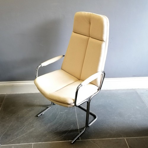 23 - Mid 20thc Pieff chrome and cream fabric armchair 109cm high x 56cm deep x 56cm wide - in good condit... 