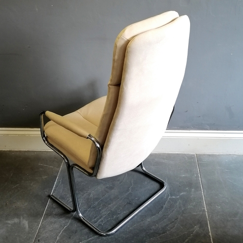 28 - Mid 20thc Pieff chrome and cream fabric armchair 109cm high x 56cm deep x 56cm wide - in good condit... 