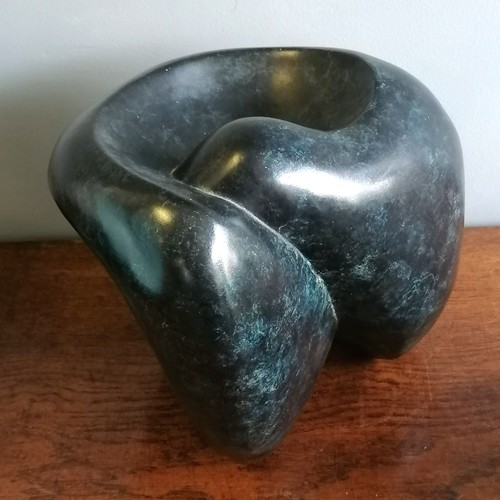 32 - Chris Webb signed abstract patinated bronze sculpture #4 of 9 - @ 28cm x 24cm x 29cm high