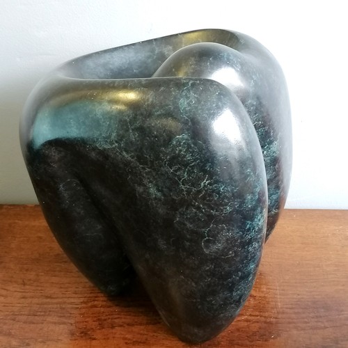 32 - Chris Webb signed abstract patinated bronze sculpture #4 of 9 - @ 28cm x 24cm x 29cm high