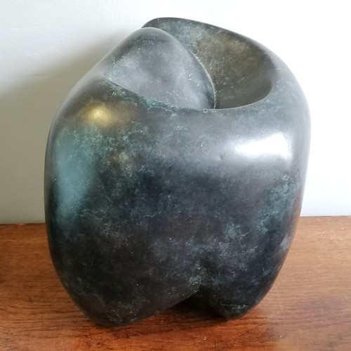 32 - Chris Webb signed abstract patinated bronze sculpture #4 of 9 - @ 28cm x 24cm x 29cm high