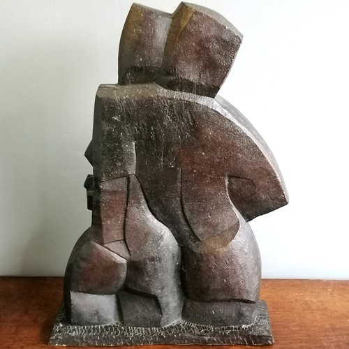 33 - Chris Webb signed 1 off bronze resin cubist abstract of a couple embracing  - @ 33.5cm x 9.5cm x 49c... 