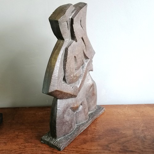 33 - Chris Webb signed 1 off bronze resin cubist abstract of a couple embracing  - @ 33.5cm x 9.5cm x 49c... 