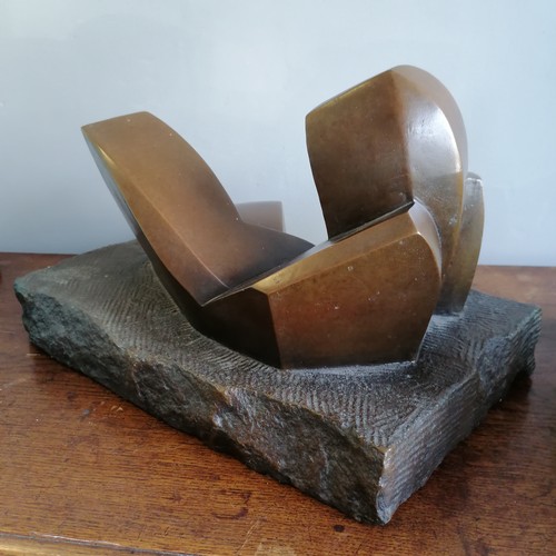 35 - Chris Webb signed artists proof abstract bronze sculpture of a reclining figure in cubist style - @ ... 