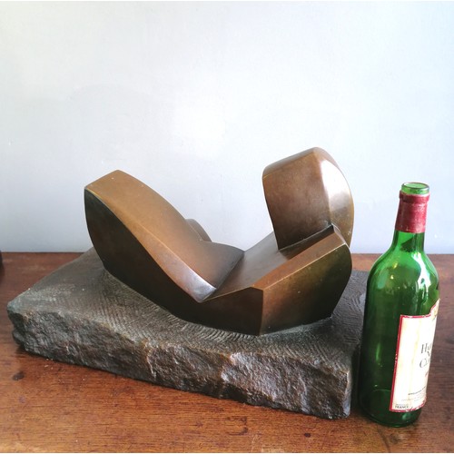 35 - Chris Webb signed artists proof abstract bronze sculpture of a reclining figure in cubist style - @ ... 