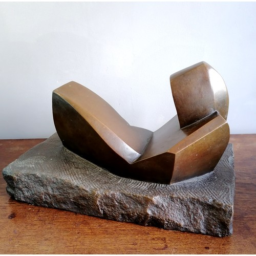 35 - Chris Webb signed artists proof abstract bronze sculpture of a reclining figure in cubist style - @ ... 