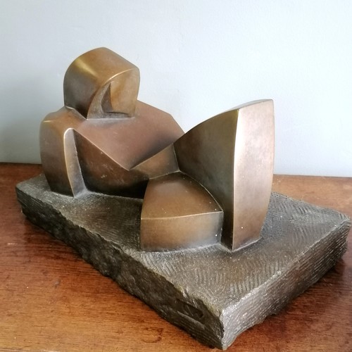 35 - Chris Webb signed artists proof abstract bronze sculpture of a reclining figure in cubist style - @ ... 