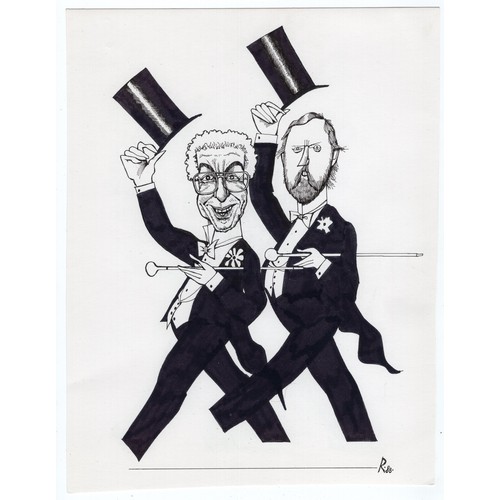 56 - William 'Willie' George Rushton (1937-96) original 1988 pen and ink drawing of himself dancing with ... 