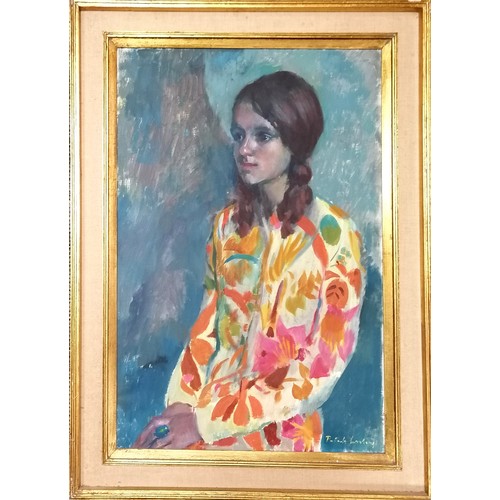 59 - Patrick Larking (1907-81) oil on canvas 1974 portrait painting of Jennie daughter of Doctor Parkinso... 