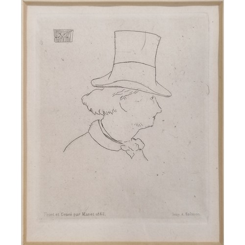 77 - Édouard Manet (1832-83) etching of poet Charles Pierre Baudelaire (1821-67) - frame 32cm x 22cm