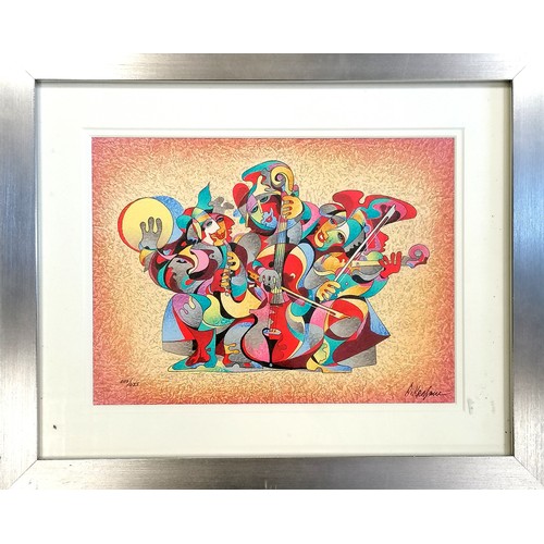 78 - Anatole Krasnyansky (1930-2023) signed seriolithograph of 'Street Quartet' - frame 38cm x 46cm