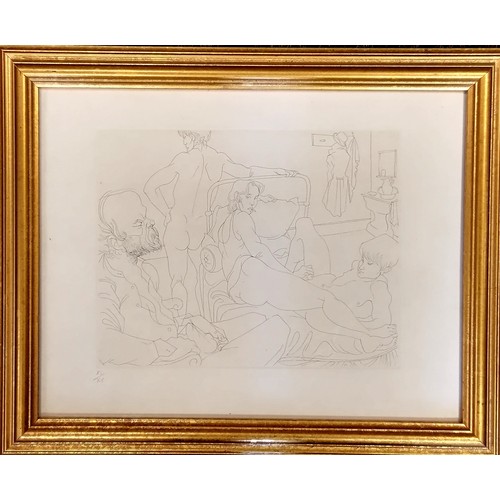 109 - Michael Ayrton (1921-75) etching (4 men) from 1972 'Femmes / Hombres' by Paul Verlaine (1844-96) ~ n... 