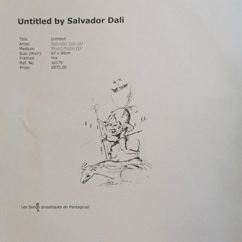 114 - Salvador Dali 1973 hand signed lithograph from 'Les songes drolatiques de Pantagruel (Pantagruel's C... 