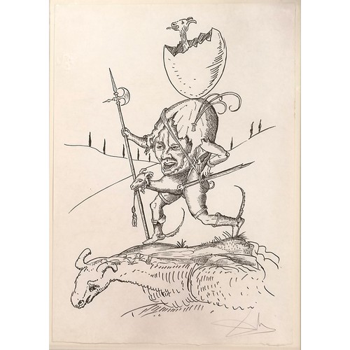 114 - Salvador Dali 1973 hand signed lithograph from 'Les songes drolatiques de Pantagruel (Pantagruel's C... 