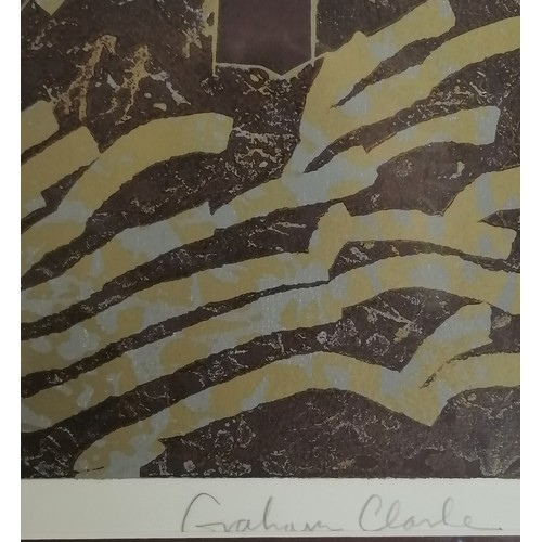 115 - Graham Clarke (b.1941) hand signed linocut print of 'Luggers low tide' (Rye) from an edition of 75 p... 