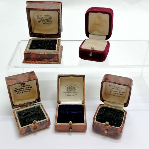 5 x antique ring boxes Conibear (Exeter), Wray (Plymouth), Knight