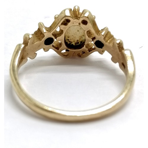 739 - 9ct hallmarked gold opal & sapphire ring - size K½ & 1.8 total weight