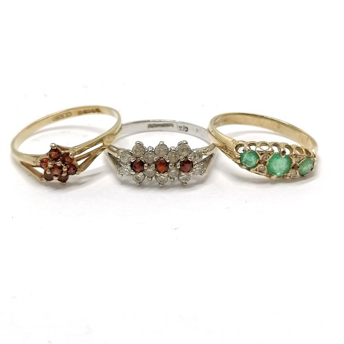 850 - 15 x 9ct hallmarked (1 marked) gold stone set rings inc emerald, sapphire, opal, garnet, diamond etc... 