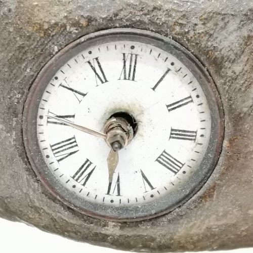 960 - Antique spelter mantle clock of a Pug dog, with animated tongue & wagging tail, replacement tail. ru... 
