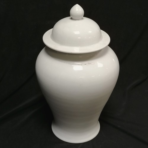 156 - Oriental Blanc de chine lidded oriental jar and cover, 35 cm high, 20 cm wide, in good condition.