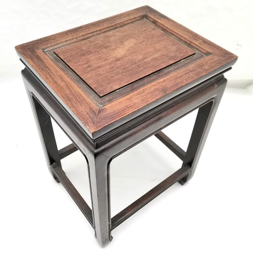 157 - Antique Oriental hardwood stand, 33 cm wide, 26 cm deep, 44 cm high, good used condition.