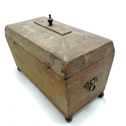 168 - Unusual antique pine box with caddy top & drawer to base with original scumble paint finish and stan... 