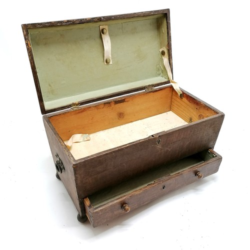 168 - Unusual antique pine box with caddy top & drawer to base with original scumble paint finish and stan... 