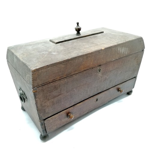 168 - Unusual antique pine box with caddy top & drawer to base with original scumble paint finish and stan... 