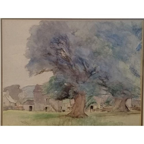 178 - Framed signed watercolour painting of a Yorkshire village - frame 55cm x 63cm