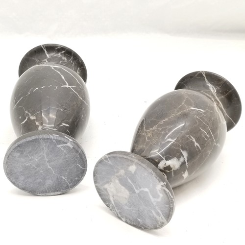 192 - Pair of Grey marble vases, 21 cm high, 11 cm in diameter, good used condition.