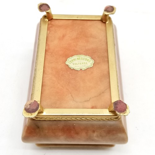 203 - Marble casket with gilt metal mounts, 13 cm wide, 9 cm deep, 8 cm high, t/w leather cased hair brush... 