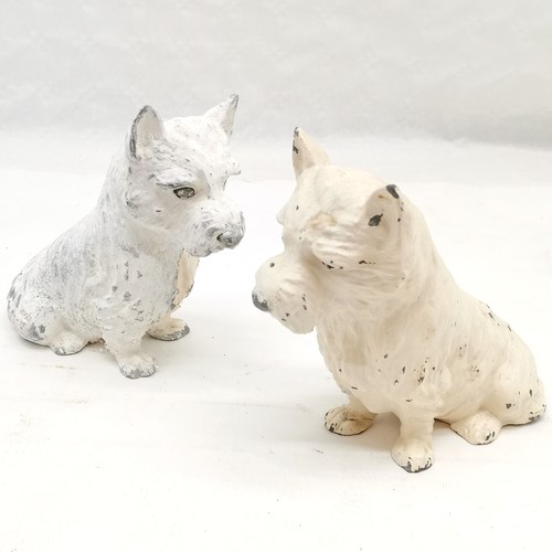 205 - Pair of painted cast metal Scottie dogs, 16 cm high, t/w cast iron St Bernard doorstop, 16 cm high, ... 