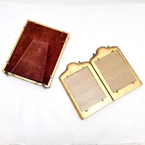 235 - Antique gilt gesso twin photo frame, some losses, 29 cm high, 38 cm wide, t/w Large gilt gesso frame... 