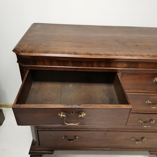 238 - Antique mahogany and inlaid chest of 2 short and 3 long graduated drawers on bracket feet, 116 cm wi... 