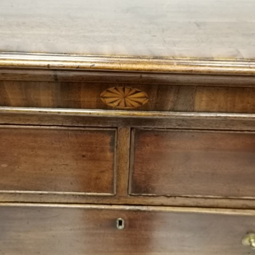 238 - Antique mahogany and inlaid chest of 2 short and 3 long graduated drawers on bracket feet, 116 cm wi... 