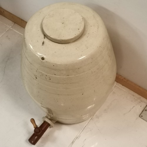 250 - Antique Cream Stoneware barrel No 5 Doulton Lambeth Ltd, 46 cm high, 30 cm diameter at widest point.