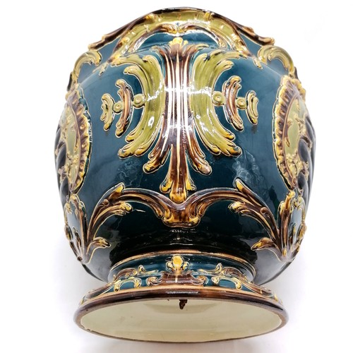 252 - Julius Dressler (Austria) oversized large Art Nouveau majolica jardiniere #1531 with shell & gilt de... 