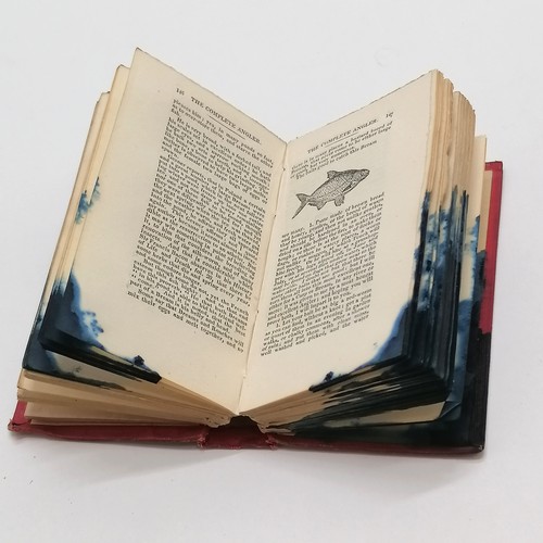 265 - 1825 small book - The complete angler by Iz Walton and C Cotton - 9.8cm x 5.5cm and has some obvious... 