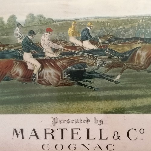 275 - Antique Martell & Co Cognac St Leger print titled 'The Run In' - frame 70cm x 46cm ~ some toning + f... 