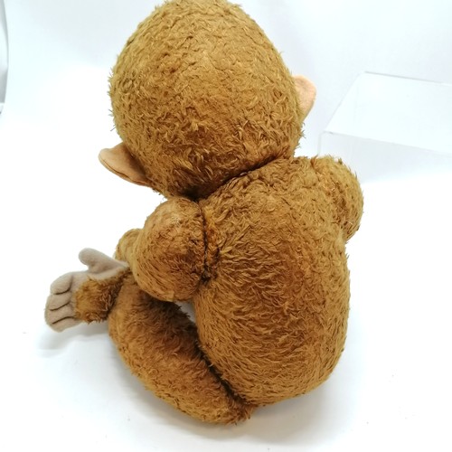 296 - Large antique straw filled jointed monkey (Schuco?) with felt detail - 65cm high with some love worn... 