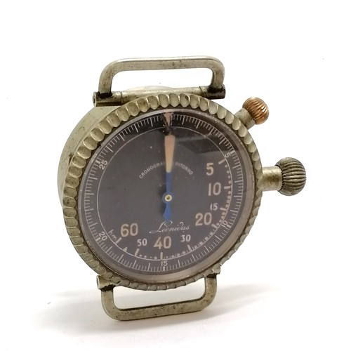 303 - Vintage Leonidas chronograph a ritorno Italian airforce bomb wrist timer - bezel 5.5cm diameter and ... 