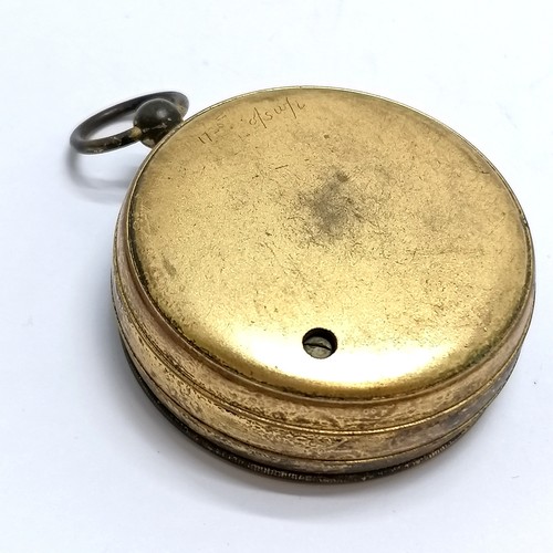 306 - Antique pocket barometer in original leather case by Dent 33 Cockspur Street London - 4.5cm diameter... 