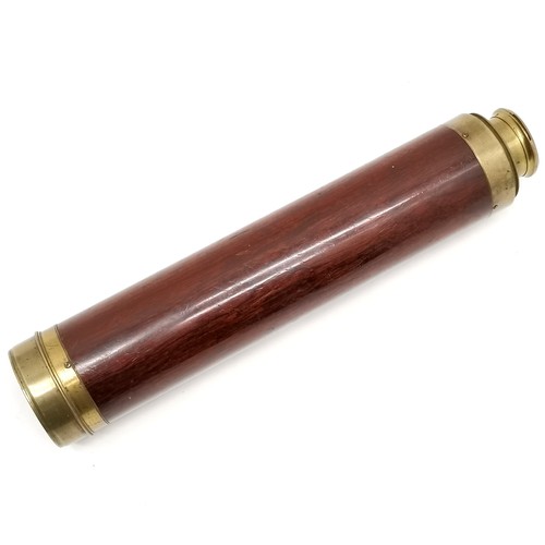 315 - Antique mahogany and brass 3 draw telescope by G Richardson St Catherines London - extended 66cm and... 