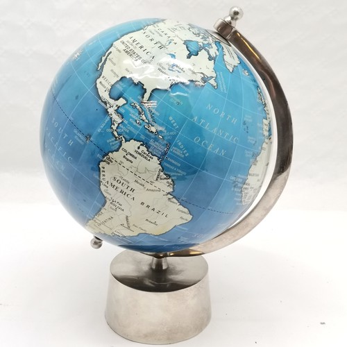 363 - World globe on metal stand - 35cm high