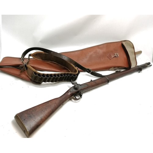 366 - Antique 1875 dated BSA & M Co percussion rifle with stamp to lock (Crown over GP) with original ramr... 