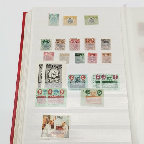 496 - Red stockbook with qty of mostly mint USA t/w Christmas stamps, Hawaii, booklets (some evidence of d... 