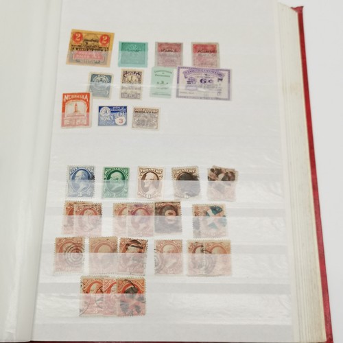 496 - Red stockbook with qty of mostly mint USA t/w Christmas stamps, Hawaii, booklets (some evidence of d... 